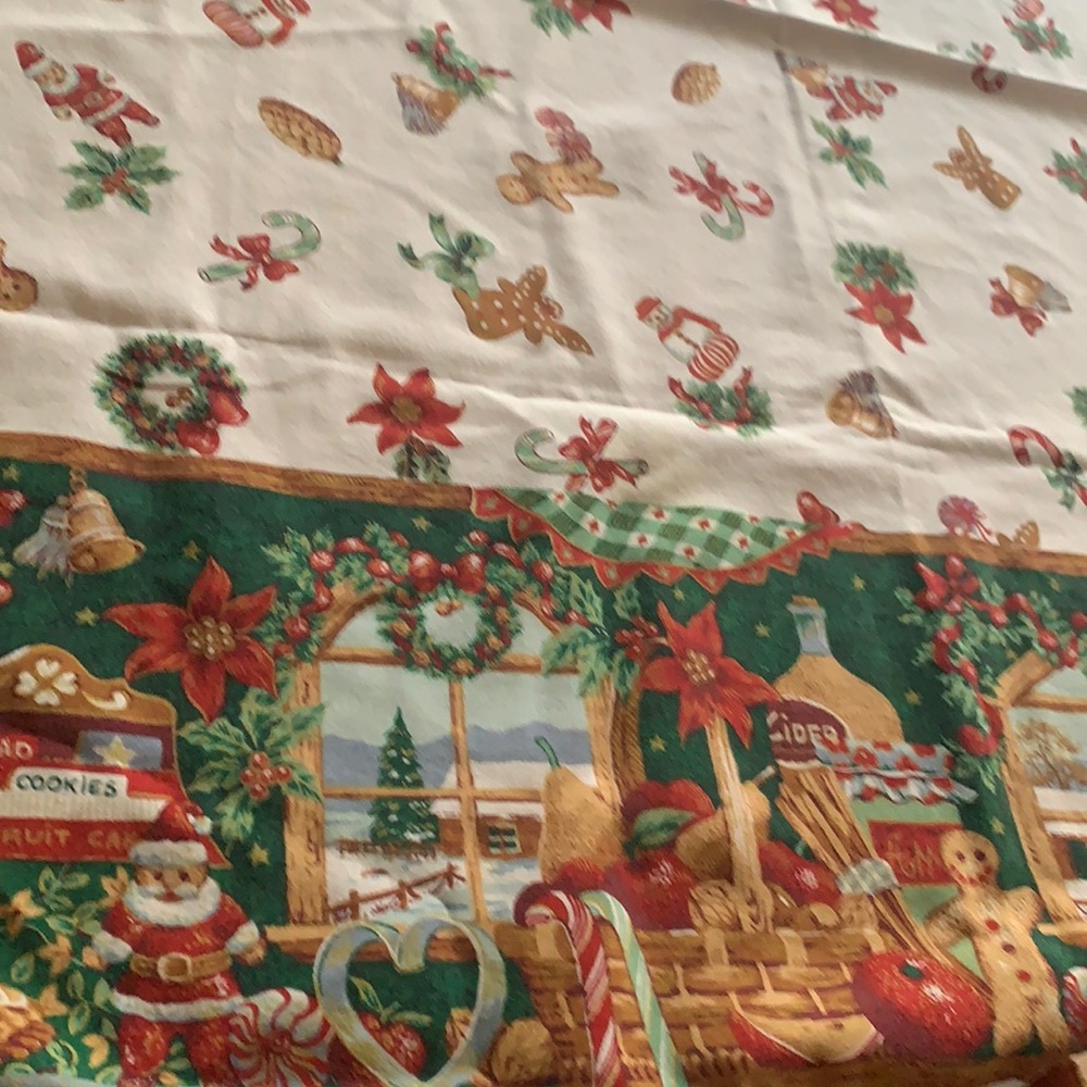 Christmas table cloth gingerbread candy Santa